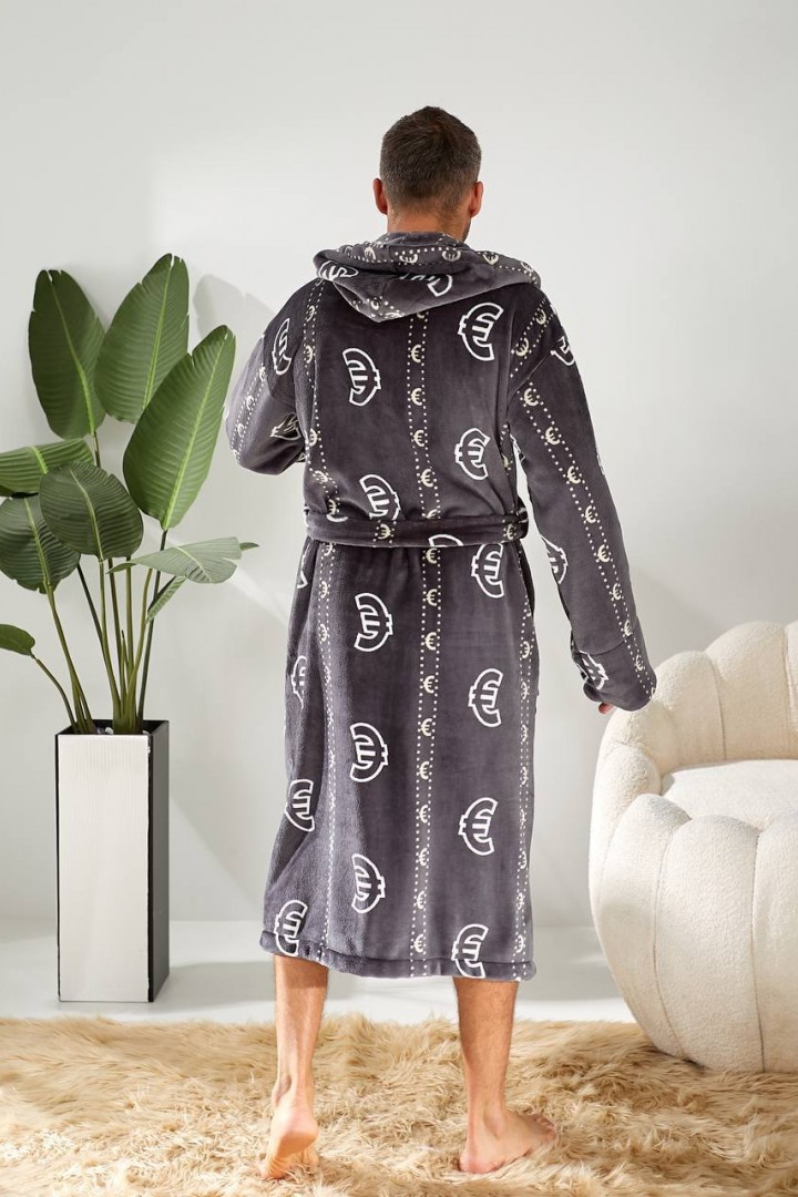 Мужской махровый халат с капюшоном  IRK-2331A720