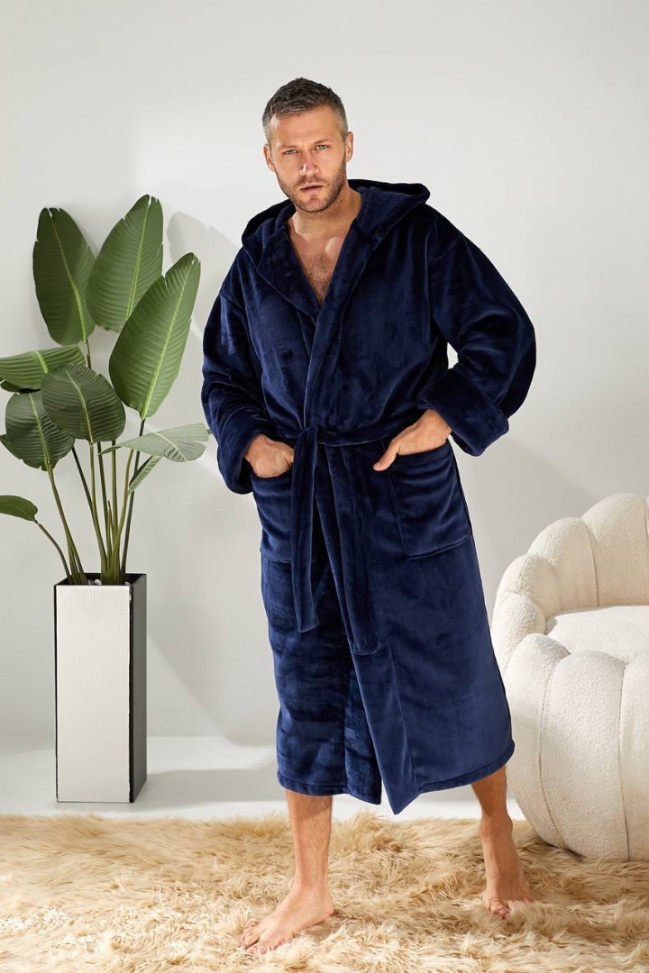 Мужской махровый халат с капюшоном  IRK-2331A720