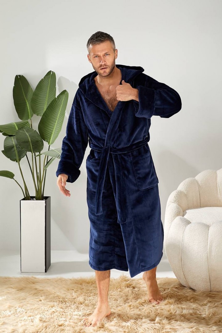 Мужской махровый халат с капюшоном  IRK-2331A720