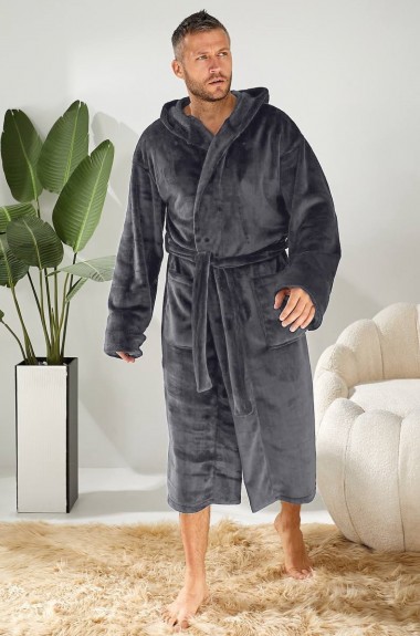 Мужской махровый халат с капюшоном  IRK-2331A720