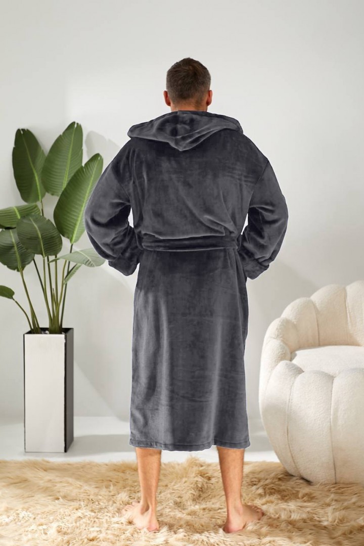 Мужской махровый халат с капюшоном  IRK-2331A720