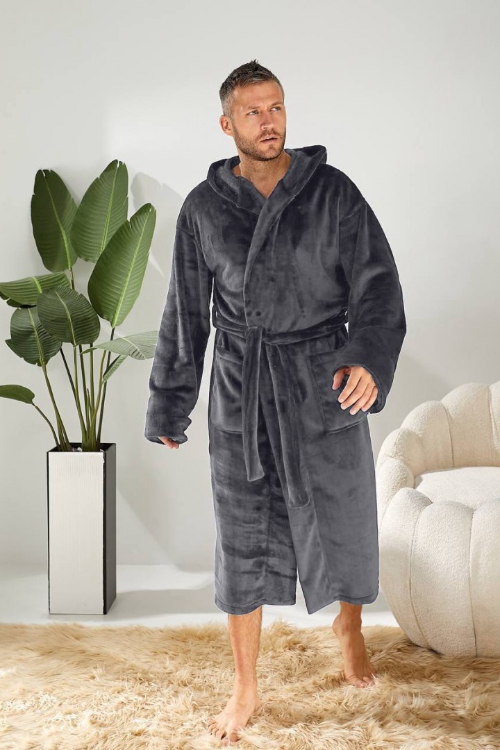 Мужской махровый халат с капюшоном  IRK-2331A720
