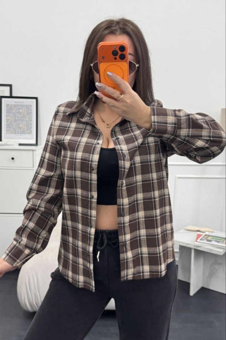 Женская клетчатая рубашка  RISH-387A500