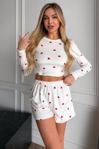 Пижама белая с сердечками  ZIF-1477A450