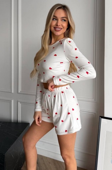 Пижама белая с сердечками  ZIF-1477A450