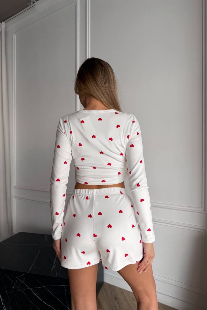 Пижама белая с сердечками  ZIF-1477A450