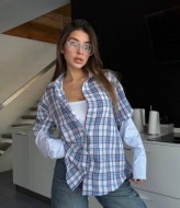 Рубашка в клетку с коротким рукавом  LK-373A550