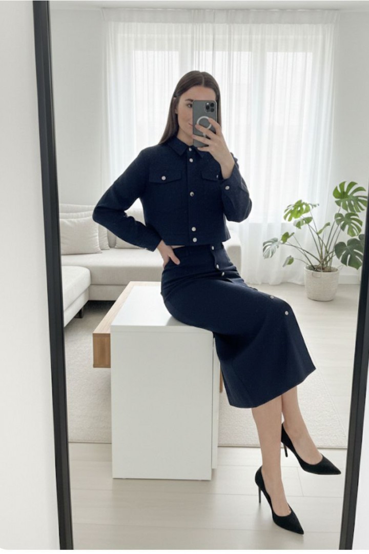 Стильный костюм куртка и юбка AKS-130A650