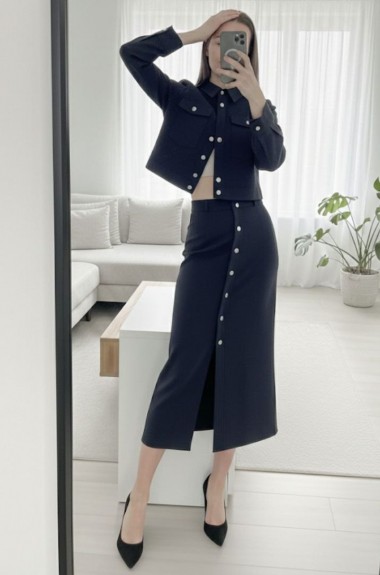 Стильный костюм куртка и юбка AKS-130A650