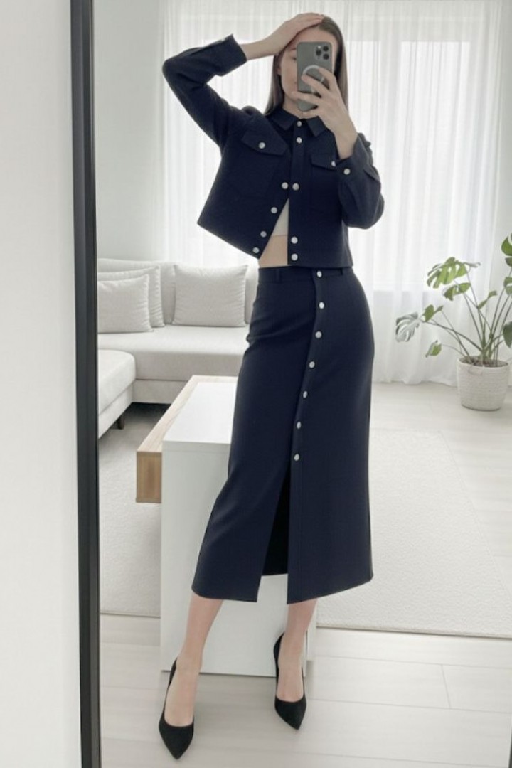 Стильный костюм куртка и юбка AKS-130A650