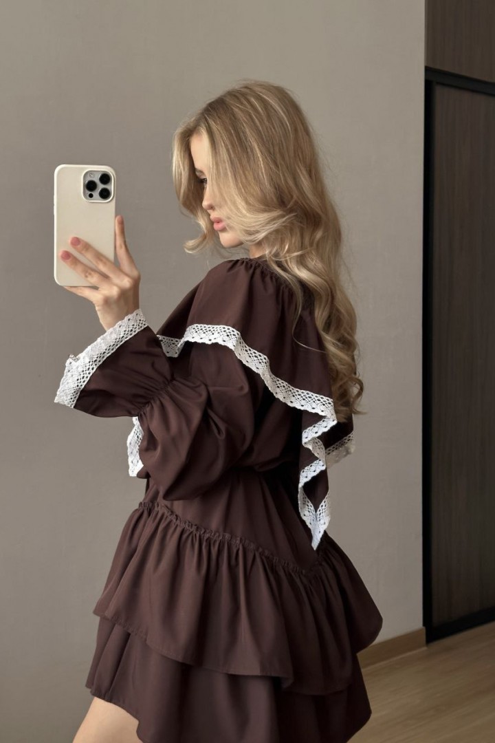 Платье с воланами AKS-139A620