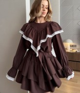 Платье с воланами AKS-139A620