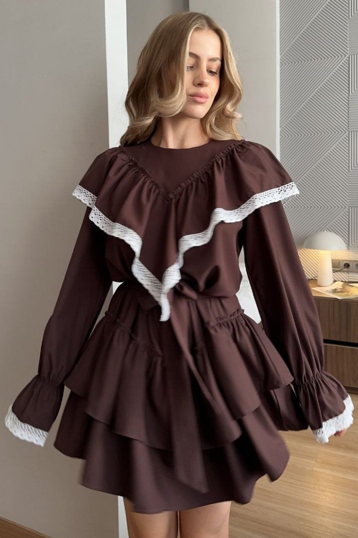 Платье с воланами AKS-139A620