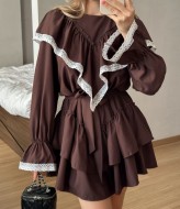 Платье с воланами AKS-139A620