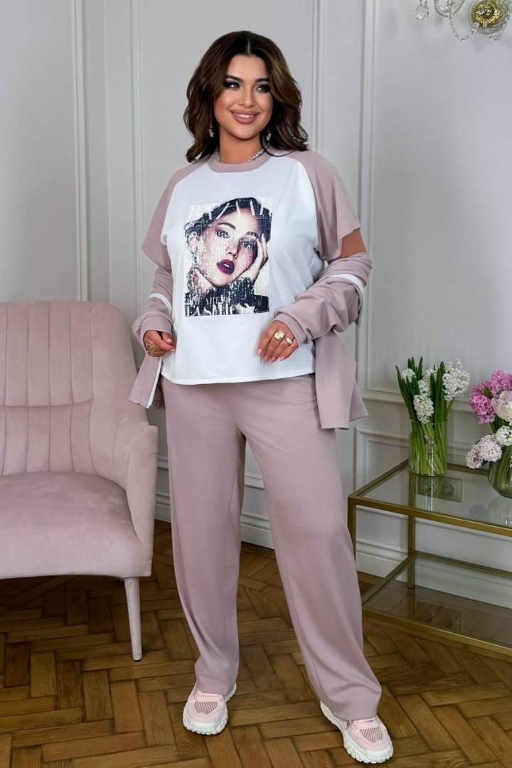 Костюм тройка кофта, футболка и брюки AD-7941.1A500