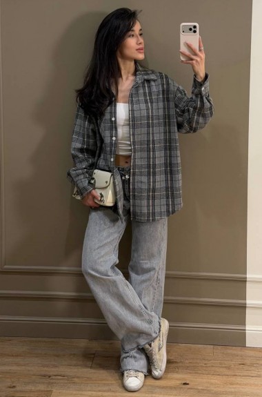 Байковая рубашка в клетку MUS-145A500 Байковая рубашка в клетку MUS-145A500