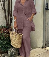 Льняной женский брючный костюм ACHK-1882A1100