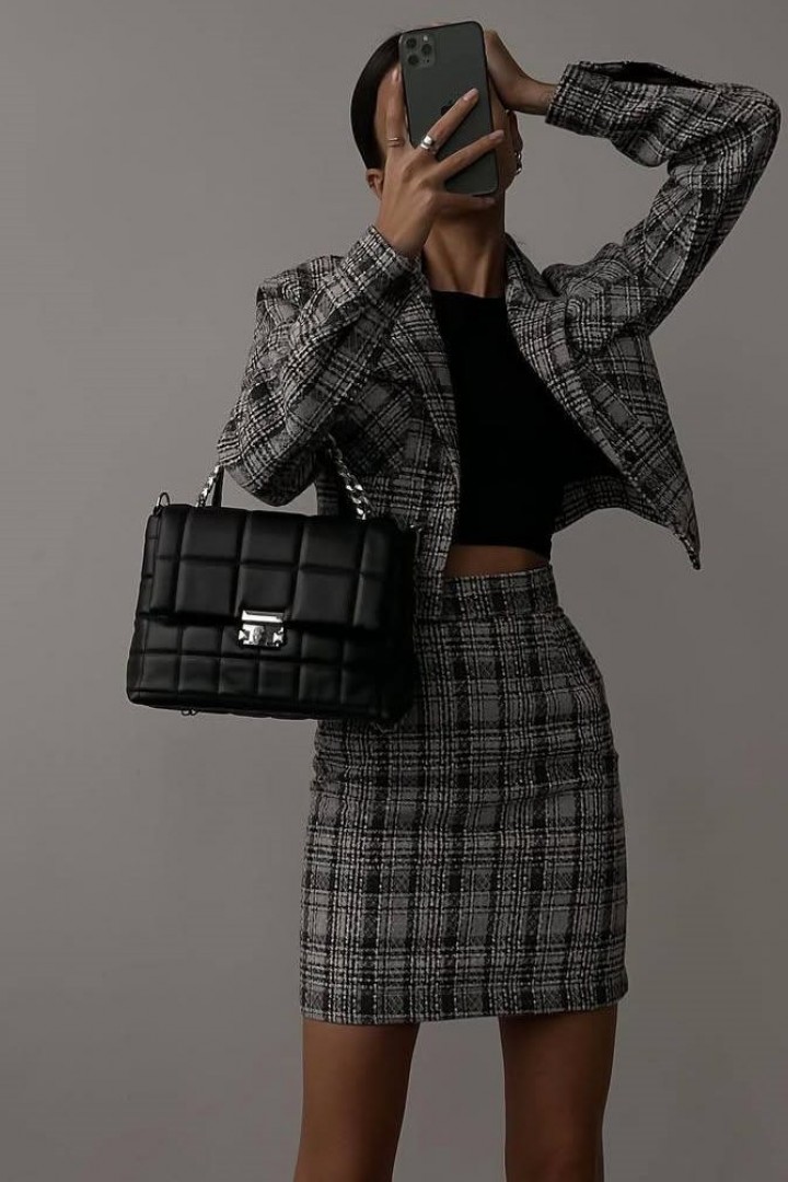 Костюм укороченный пиджак и юбка  MOK-640A600