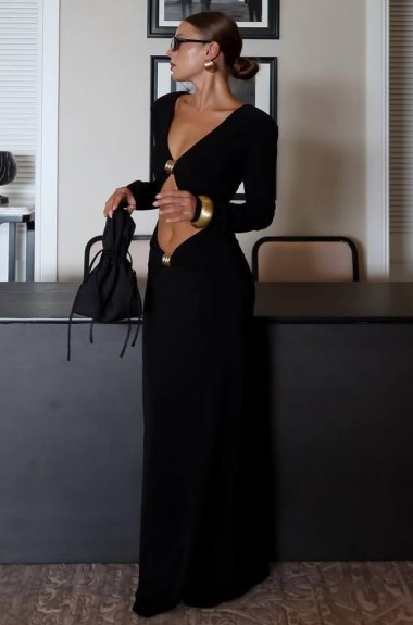 Черное сексуальное платье ANM-415A600