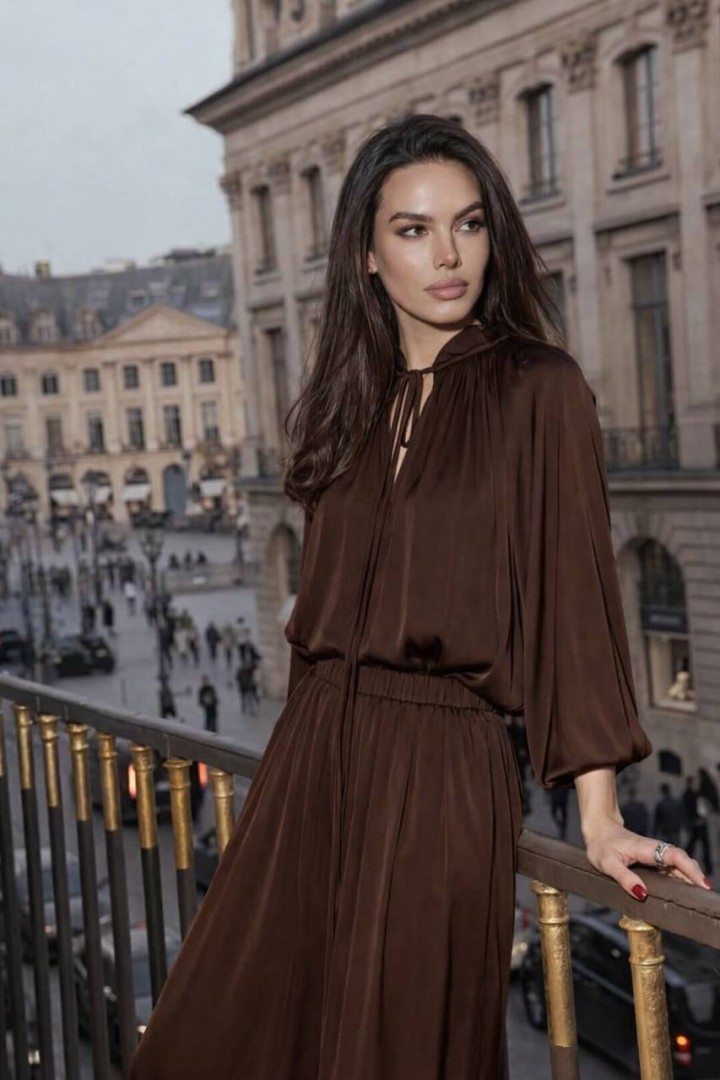 Шелковый брючный костюм LOU-1348A920