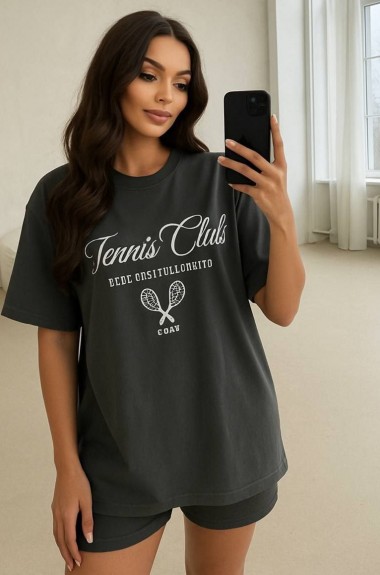 Футболка свободного кроя с накатом MIK-1593A199 Футболка свободного кроя с накатом MIK-1593A199