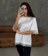 Футболка oversize с кружевом MIY-1086A450