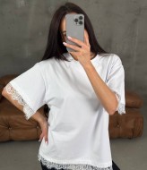 Футболка oversize с кружевом MIY-1086A450