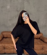 Футболка oversize с кружевом MIY-1086A450