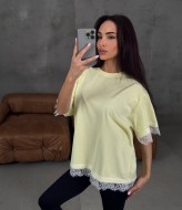Футболка oversize с кружевом MIY-1086A450
