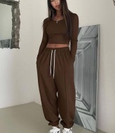 Комфортный костюм укороченный топ и брюки MIK-1735A590