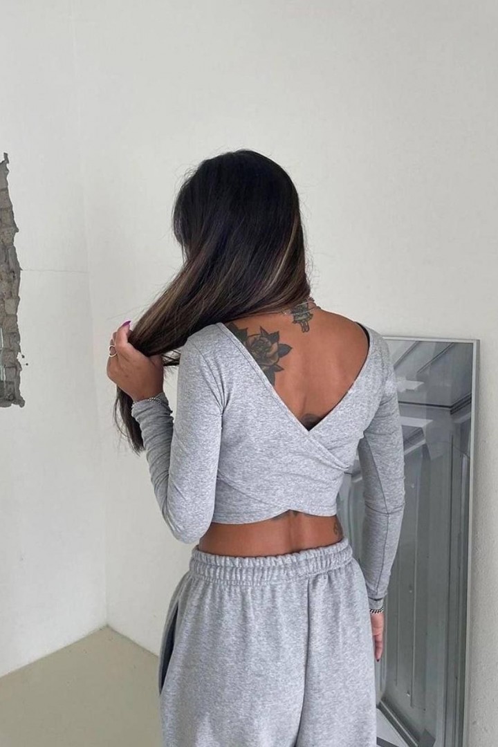 Комфортный костюм укороченный топ и брюки MIK-1735A590