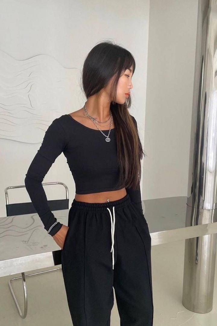 Комфортный костюм укороченный топ и брюки MIK-1735A590