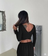 Комфортный костюм укороченный топ и брюки MIK-1735A590