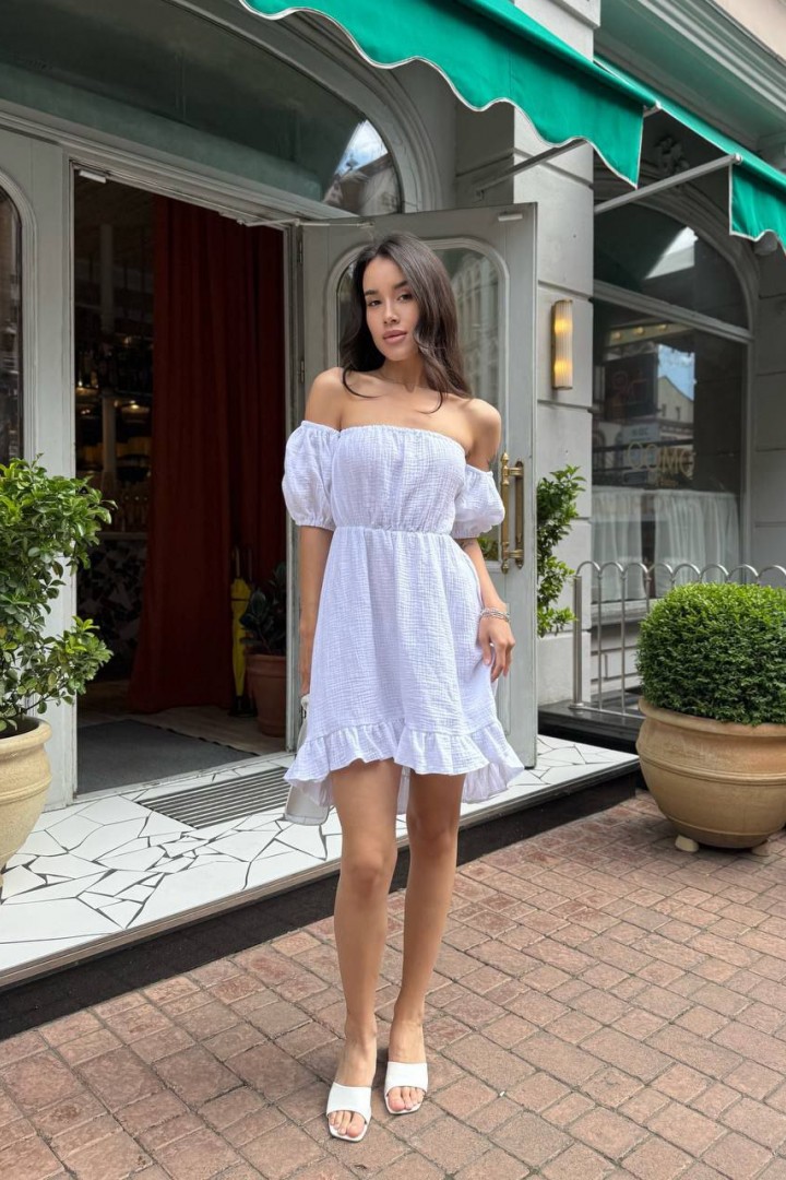 Ассиметричное платье с воланом MIK-3108A295