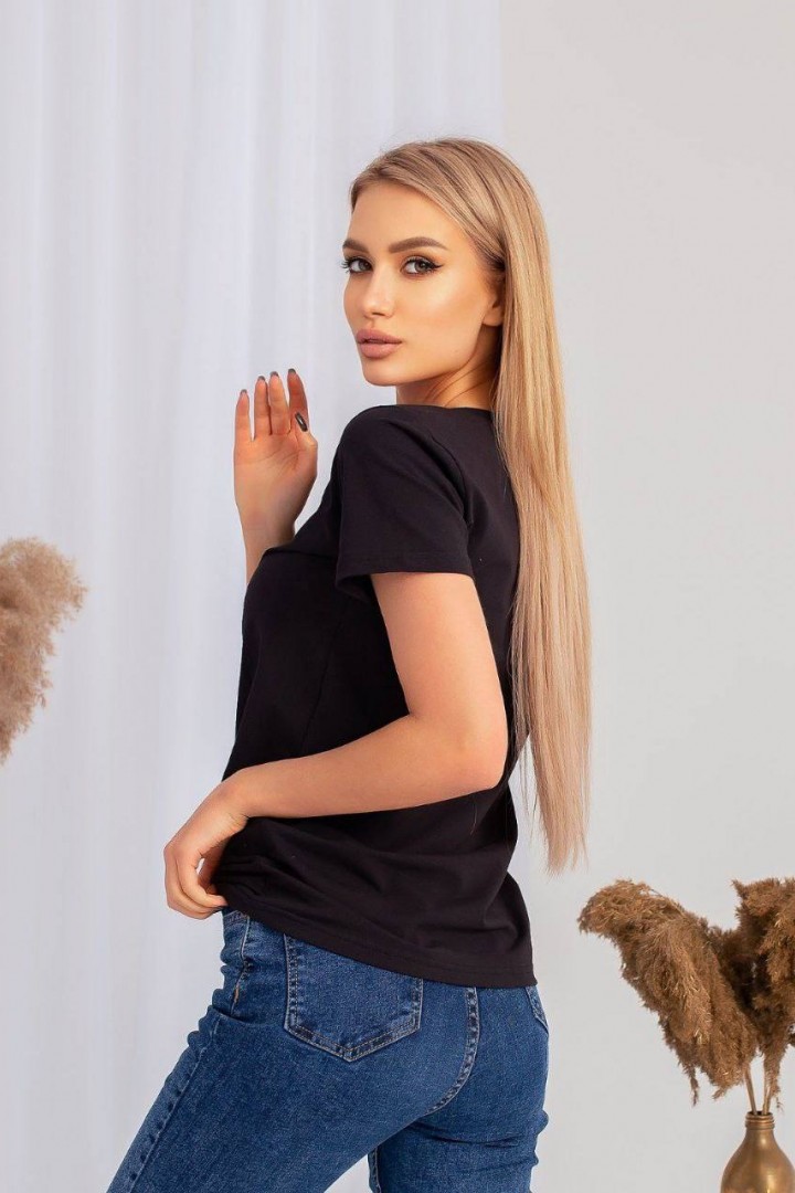 Мягкая черная футболка MIK-4057A160