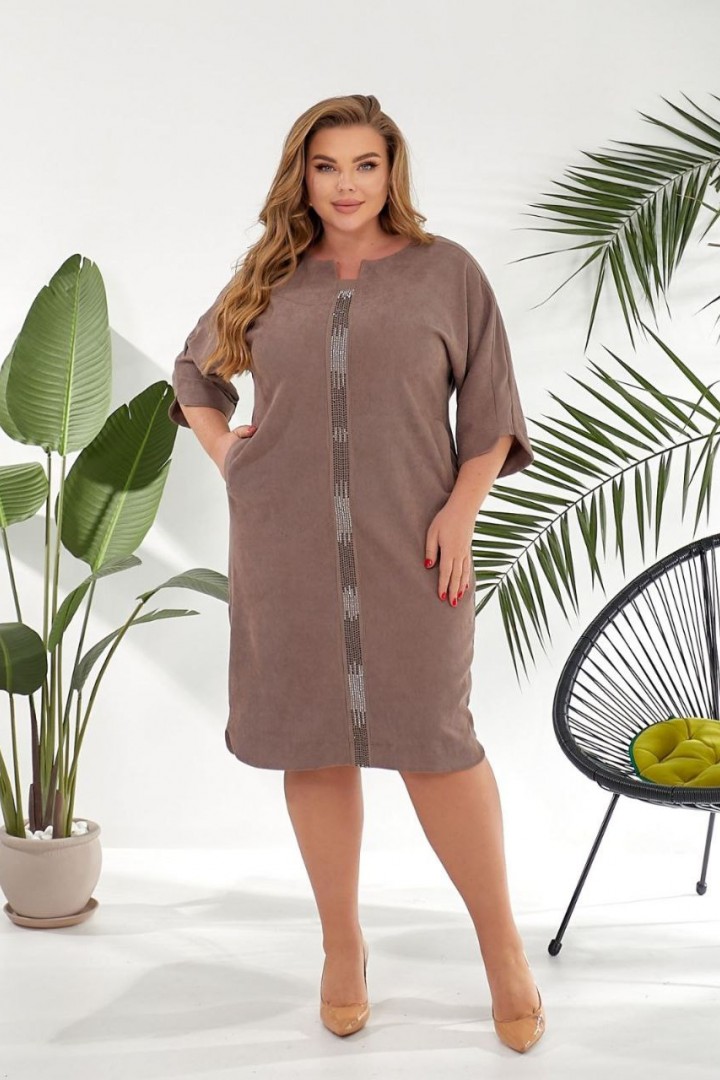 Вельветовое платье с камнями OSI-540A460