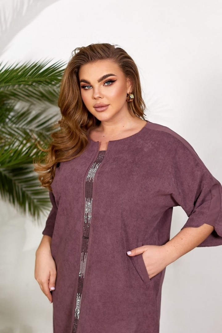 Вельветовое платье с камнями OSI-540A460
