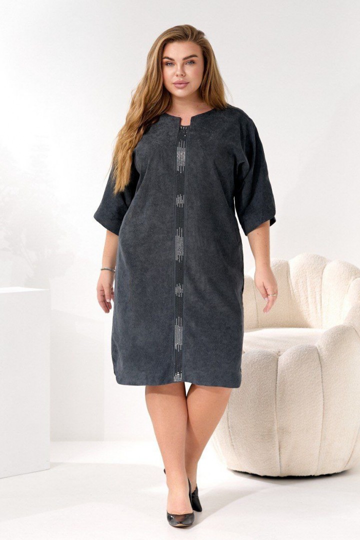 Вельветовое платье с камнями OSI-540A460