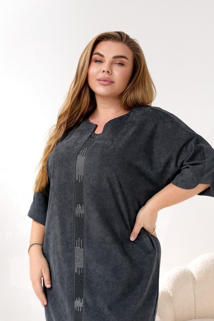 Вельветовое платье с камнями OSI-540A460