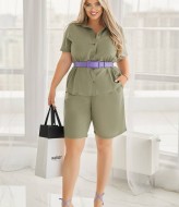 Женский льняной костюм с шортами  MA-1030A630