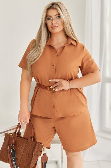 Женский льняной костюм с шортами  MA-1030A630