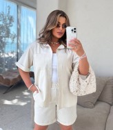 Льняной костюм шорты и рубашка KG-4140A590