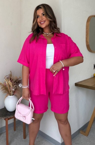 Льняной костюм шорты и рубашка KG-4140A590