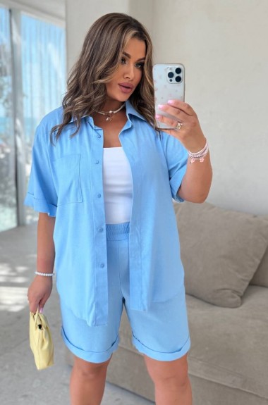 Льняной костюм шорты и рубашка KG-4140A590