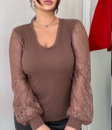 Жіночий лонгслів з шифоновими рукавами OLI-1427A480