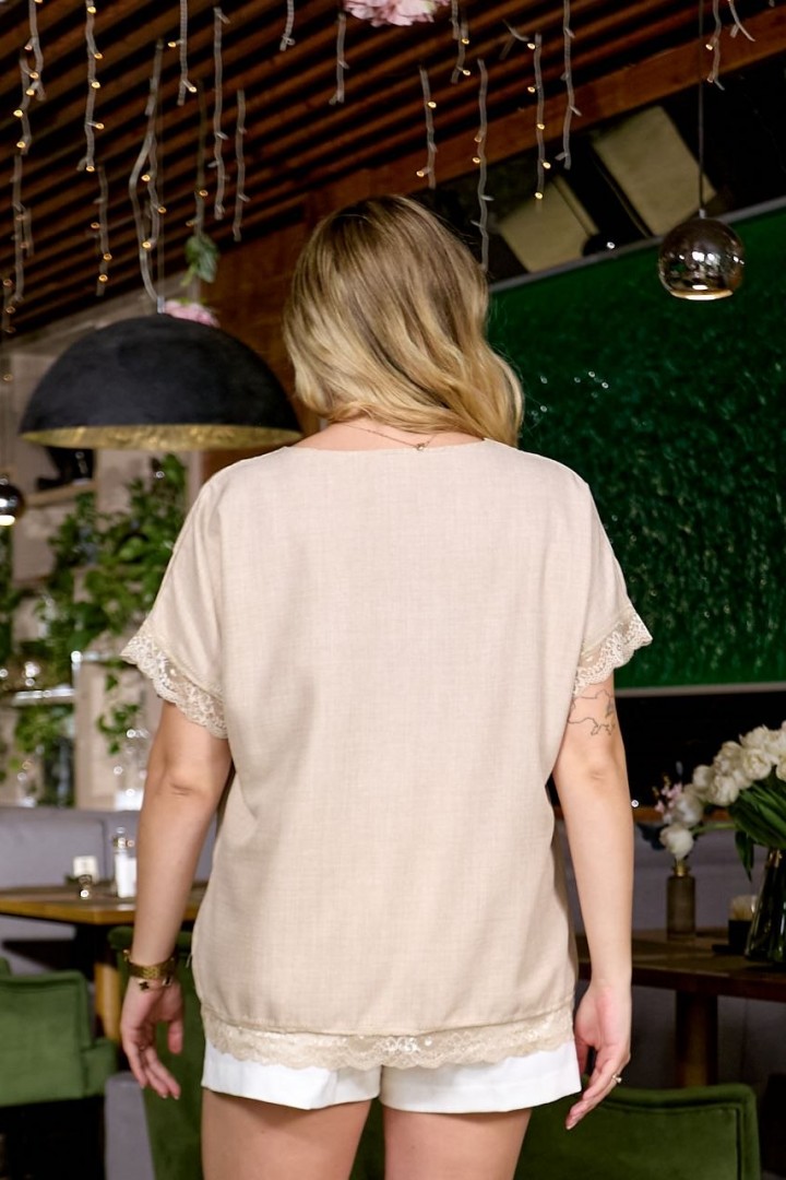 Стильная футболка с кружевом IB-1154A460