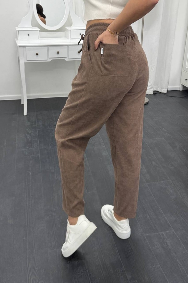 Брюки из микровельвета свободного кроя XOF-7013A310