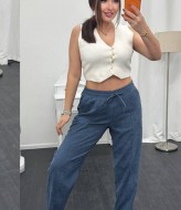 Брюки из микровельвета свободного кроя XOF-7013A310