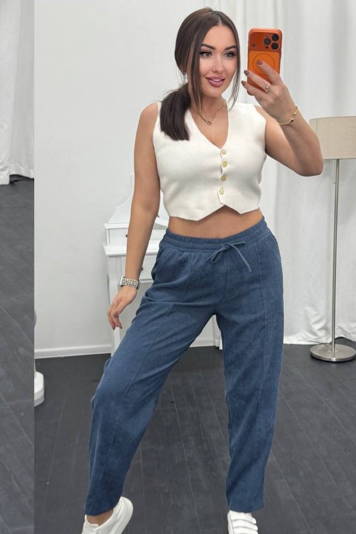 Брюки из микровельвета свободного кроя XOF-7013A310