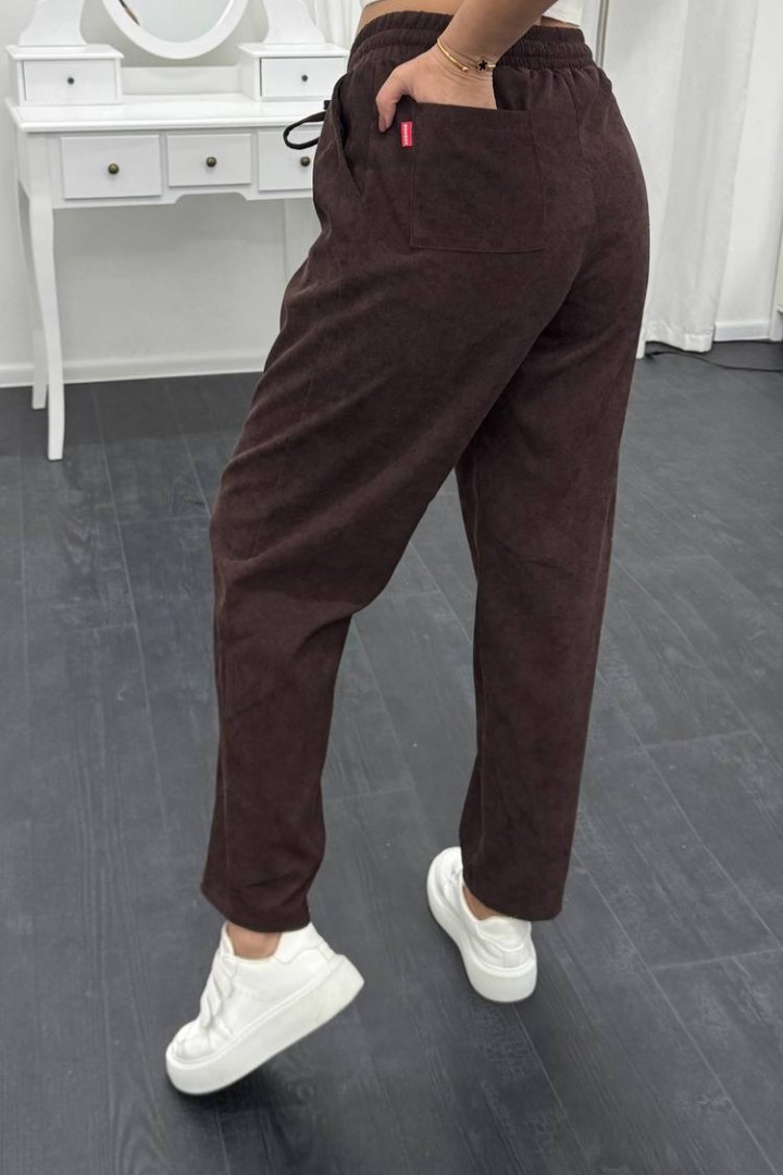 Брюки из микровельвета свободного кроя XOF-7013A310